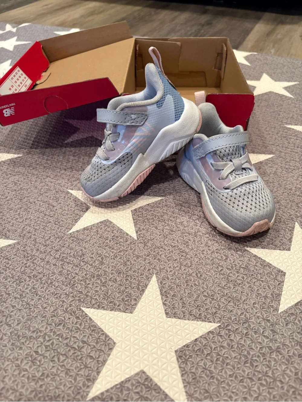 New Balance Pink and Gray Sneakers (Rave Run v2 Bungee Lace with Top Strap)